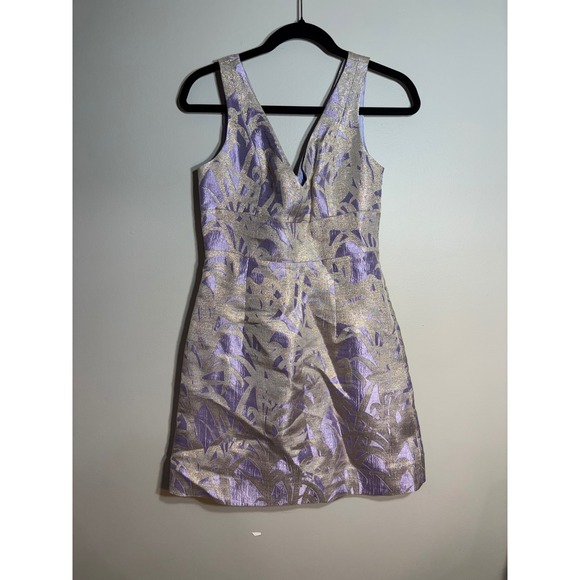 Kate Spade New York Dresses & Skirts - Kate Spade New York Lilac Gold Metallic Floral Brocade A Line Mini Dress Size 2